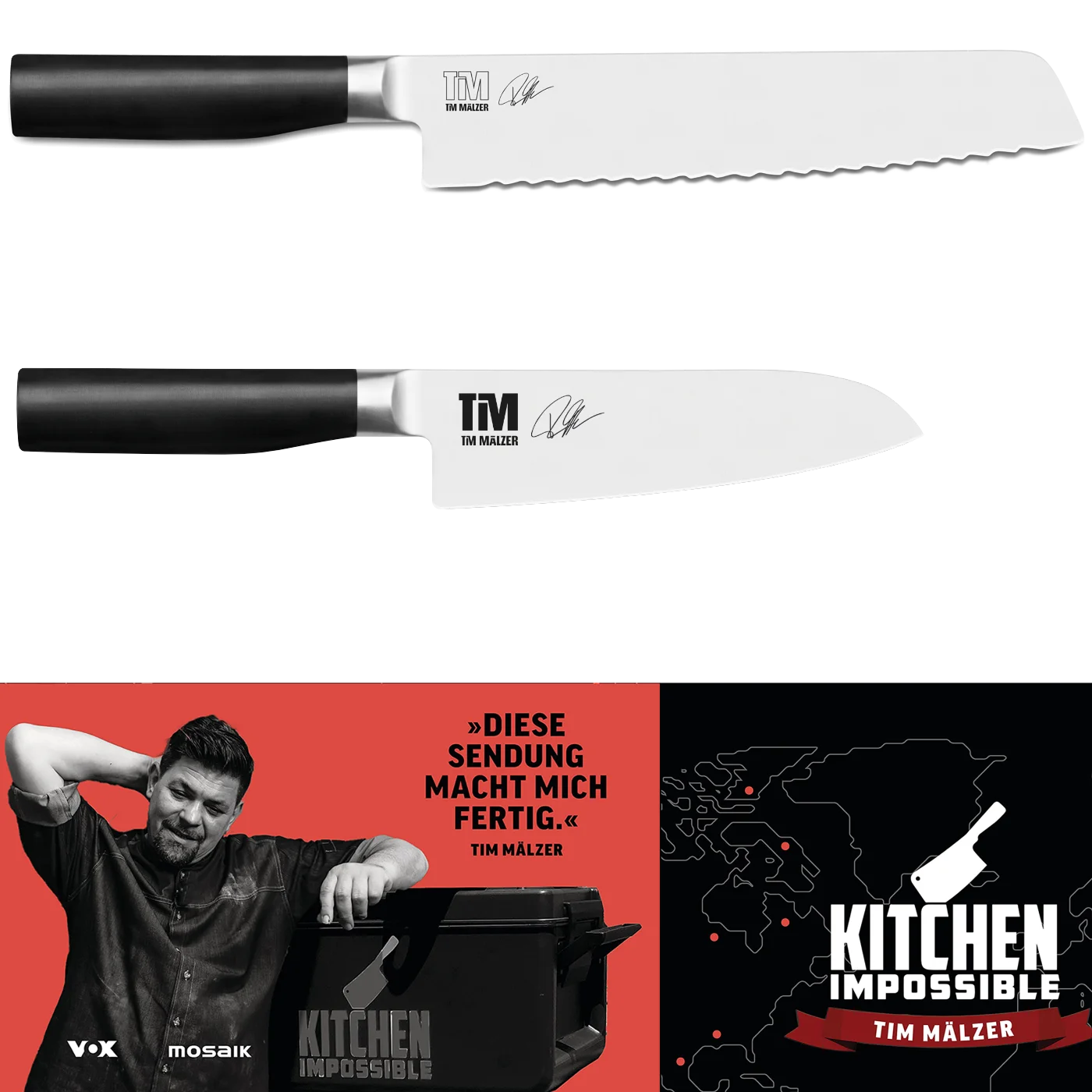 KAI Kamagata Set: Santoku + Brotmesser + Kochbuch